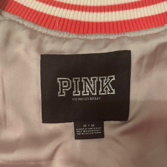 Victoria Secret PINK Pink And White Letterman Jacket Size Medium - Picture 2 of 16